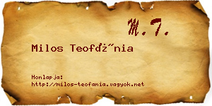 Milos Teofánia névjegykártya